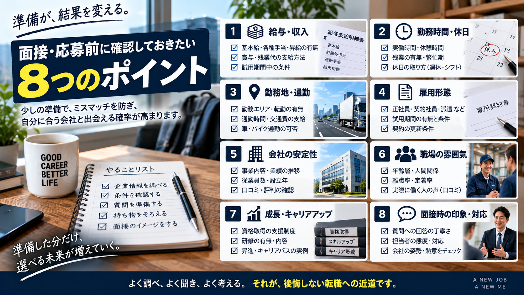 求人への応募や面接前に確認しておきたい8つのポイント